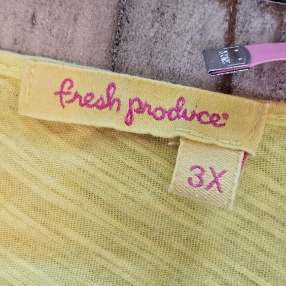 Fresh Produce Tunic Top 3X Chartreuse Yellow Long Sleeve Cotton - Picture 5 of 9